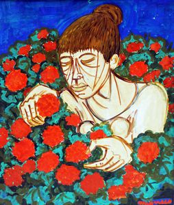 Giuseppe Migneco - Donna tra i fiori
