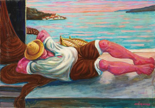 Pescatore che dorme  - Asta Arte Moderna - Associazione Nazionale - Case d'Asta italiane