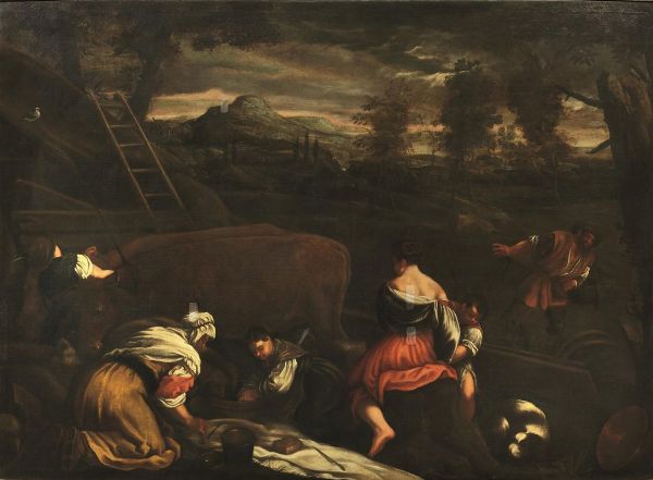 Scuola di Jacopo Bassano, sec. XVII  - Asta DIPINTI ANTICHI - Associazione Nazionale - Case d'Asta italiane