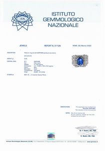 ANELLO A FASCIA CON ZAFFIRO CEYLON E DIAMANTI  - Asta Gioielli - Associazione Nazionale - Case d'Asta italiane