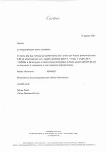 CARTIER : CARTIER PARIS ANELLO CON RUBINO BIRMANO E DIAMANTI  - Asta Gioielli - Associazione Nazionale - Case d'Asta italiane