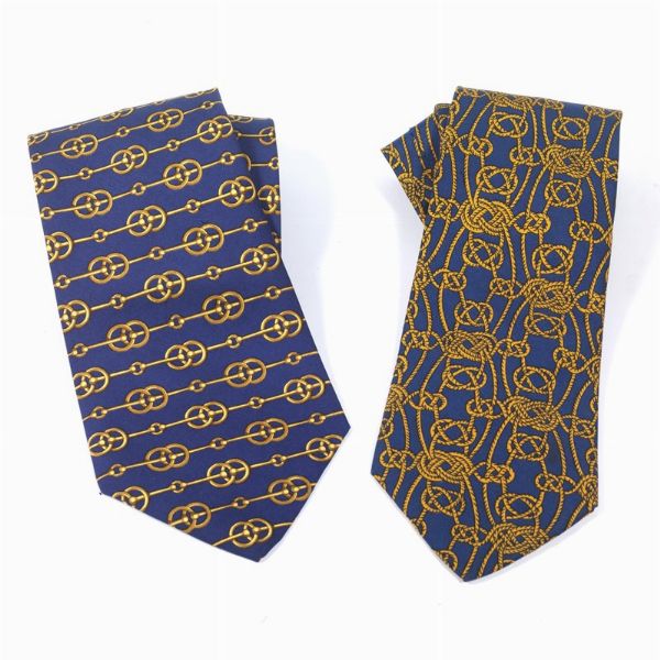 HERMES COPPIA CRAVATTE  - Asta Vintage: borse e accessori di Hermes, Louis Vuitton e altre grandi maison  - Associazione Nazionale - Case d'Asta italiane
