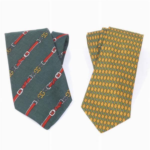 GUCCI E HERMES COPPIA CRAVATTE  - Asta Vintage: borse e accessori di Hermes, Louis Vuitton e altre grandi maison  - Associazione Nazionale - Case d'Asta italiane