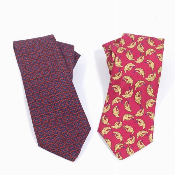 HERMES COPPIA CRAVATTE  - Asta Vintage: borse e accessori di Hermes, Louis Vuitton e altre grandi maison  - Associazione Nazionale - Case d'Asta italiane