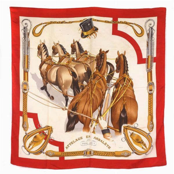 HERMES FOULARD ATTELAGE EN ARBALETE  - Asta Vintage: borse e accessori di Hermes, Louis Vuitton e altre grandi maison  - Associazione Nazionale - Case d'Asta italiane
