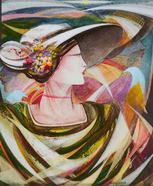 ,Franco Brescianini Brescianini Da Rovato : Donna con cappello  - Asta Asta di Arte Moderna e Contemporanea - Associazione Nazionale - Case d'Asta italiane