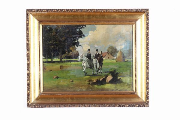 Anonimo del XIX secolo Passeggiate con cavalli  - Asta Dipinti del XIX e XX secolo | Cambi Time - Associazione Nazionale - Case d'Asta italiane