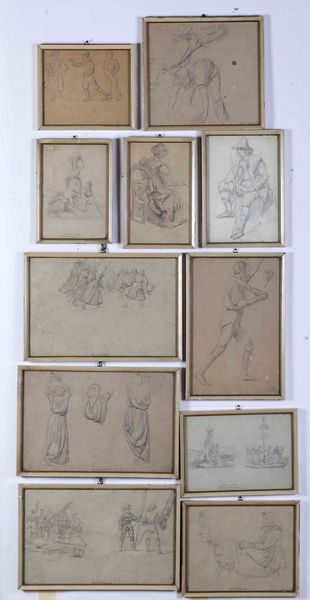 ,Raffaele Pontremoli : Lotto di 11 disegni su carta  - Asta Dipinti del XIX e XX secolo | Cambi Time - Associazione Nazionale - Case d'Asta italiane