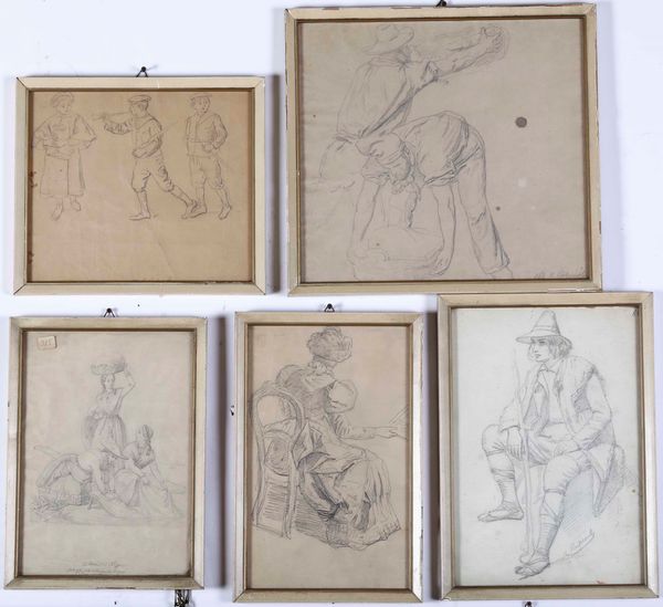 ,Raffaele Pontremoli : Lotto di 11 disegni su carta  - Asta Dipinti del XIX e XX secolo | Cambi Time - Associazione Nazionale - Case d'Asta italiane