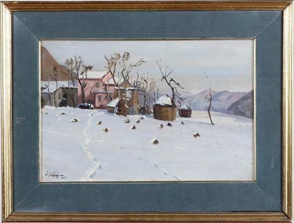 L.Santini Sentiero sulla neve  - Asta Dipinti del XIX e XX secolo | Cambi Time - Associazione Nazionale - Case d'Asta italiane