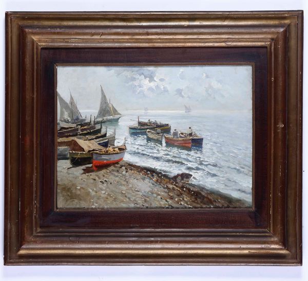 Pittore del XIX-XX secolo Barche di pescatori  - Asta Dipinti del XIX e XX secolo | Cambi Time - Associazione Nazionale - Case d'Asta italiane