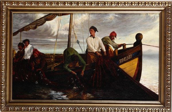F. Hardy (XIX-XX secolo) Pescatori  - Asta Dipinti del XIX e XX secolo | Cambi Time - Associazione Nazionale - Case d'Asta italiane