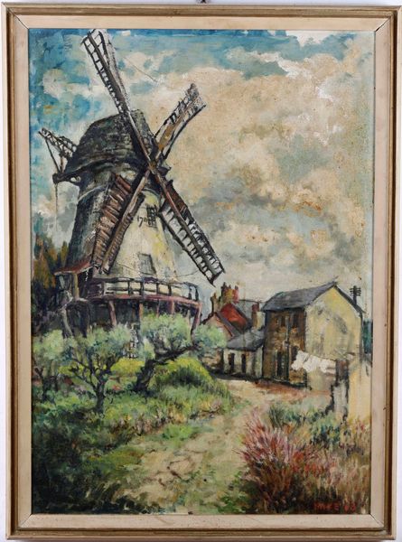 Pittore del XX secolo Paesaggio con mulino  - Asta Dipinti del XIX e XX secolo | Cambi Time - Associazione Nazionale - Case d'Asta italiane