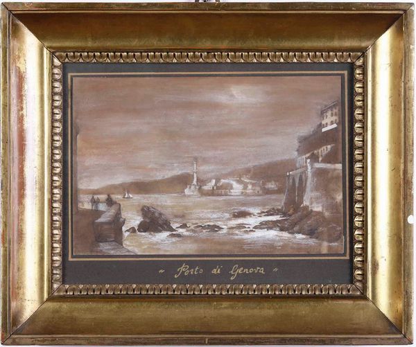 ,Luigi Bisi : Porto di Genova (scoglio Campana)  - Asta Dipinti del XIX e XX secolo | Cambi Time - Associazione Nazionale - Case d'Asta italiane