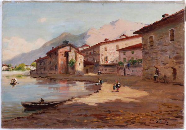 ,Silvio Poma : Veduta di paese con ruscello; Vedute dl paese con lago  - Asta Dipinti del XIX e XX secolo | Cambi Time - Associazione Nazionale - Case d'Asta italiane