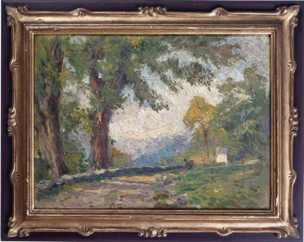 Pittore del XIX-XX secolo Sentiero tra gli alberi  - Asta Dipinti del XIX e XX secolo | Cambi Time - Associazione Nazionale - Case d'Asta italiane