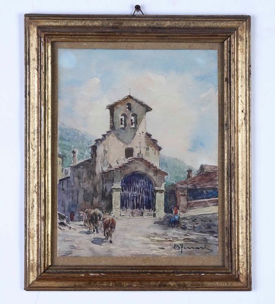 ,Berto Ferrari : Chiesa  - Asta Dipinti del XIX e XX secolo | Cambi Time - Associazione Nazionale - Case d'Asta italiane