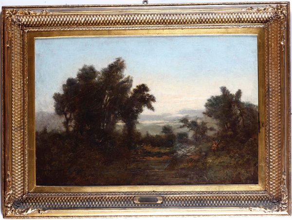 Theo Hyslop (1856-1933) Paesaggio con cacciatore  - Asta Dipinti del XIX e XX secolo | Cambi Time - Associazione Nazionale - Case d'Asta italiane