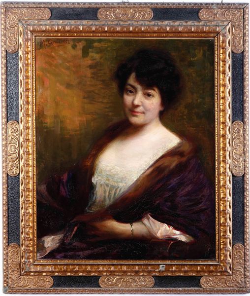 Scuola lombarda del XIX-XX secolo Ritratto femminile  - Asta Dipinti del XIX e XX secolo | Cambi Time - Associazione Nazionale - Case d'Asta italiane