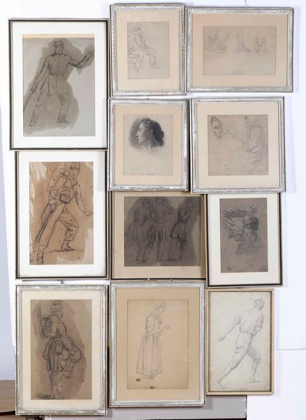 ,Raffaele Pontremoli : Lotto di 11 disegni su carta  - Asta Dipinti del XIX e XX secolo | Cambi Time - Associazione Nazionale - Case d'Asta italiane