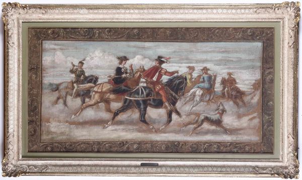 ,Raffaele Pontremoli : Scena di caccia  - Asta Dipinti del XIX e XX secolo | Cambi Time - Associazione Nazionale - Case d'Asta italiane