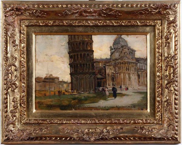 ,Carlo Follini : P.za dei Miracoli a Pisa  - Asta Dipinti del XIX e XX secolo | Cambi Time - Associazione Nazionale - Case d'Asta italiane