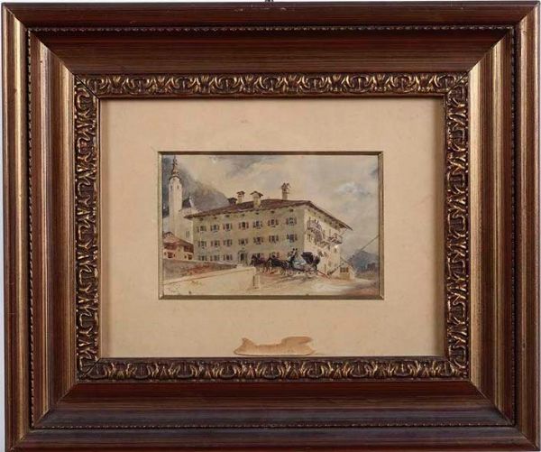 Anonimo del XIX-XX secolo Palazzo con carrozza  - Asta Dipinti del XIX e XX secolo | Cambi Time - Associazione Nazionale - Case d'Asta italiane