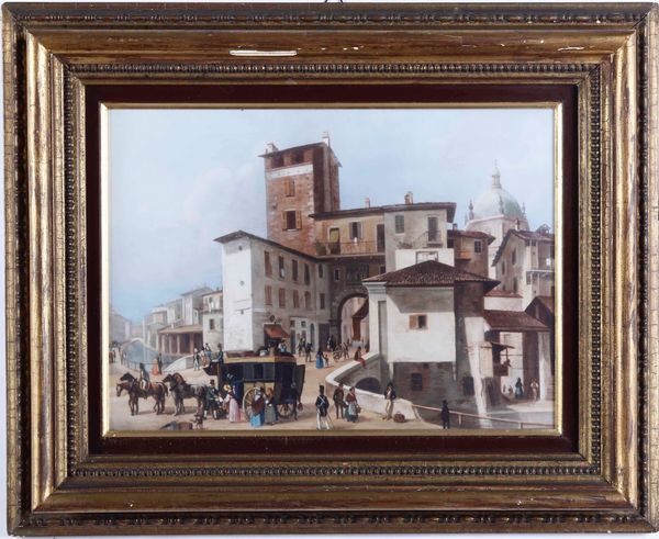 ,Giuseppe Canella : Porta Ticinese a Milano, 1836  - Asta Dipinti del XIX e XX secolo | Cambi Time - Associazione Nazionale - Case d'Asta italiane