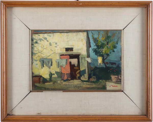 Giulio Salti (1899-1984) Panni stesi  - Asta Dipinti del XIX e XX secolo | Cambi Time - Associazione Nazionale - Case d'Asta italiane