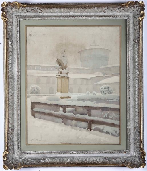 A. Romani, Paesaggio Invernale  - Asta Dipinti del XIX e XX secolo | Cambi Time - Associazione Nazionale - Case d'Asta italiane