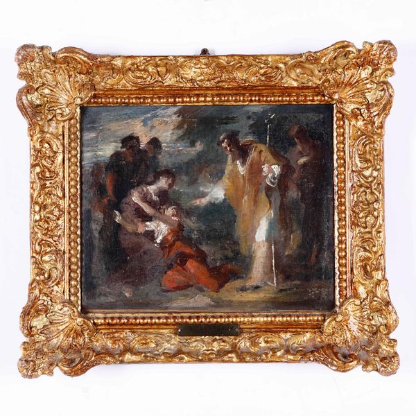 Scuola francese, XIX secolo, firmato Carpeaux Scena sacra  - Asta Dipinti del XIX e XX secolo | Cambi Time - Associazione Nazionale - Case d'Asta italiane