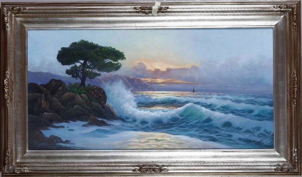 ,Carlo Casati : Mare agitato  - Asta Dipinti del XIX e XX secolo | Cambi Time - Associazione Nazionale - Case d'Asta italiane