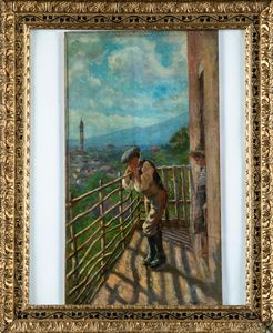 ,Alessandro Barbieri : Paesaggio con fanciullo  - Asta Dipinti del XIX e XX secolo | Cambi Time - Associazione Nazionale - Case d'Asta italiane