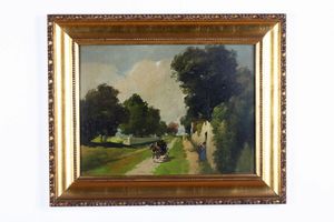 Anonimo del XIX secolo Passeggiate con cavalli  - Asta Dipinti del XIX e XX secolo | Cambi Time - Associazione Nazionale - Case d'Asta italiane