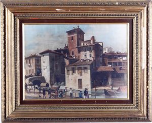 ,Giuseppe Canella : La pusterla di SantAmbrogio sul Naviglio a Milano, 1837  - Asta Dipinti del XIX e XX secolo | Cambi Time - Associazione Nazionale - Case d'Asta italiane