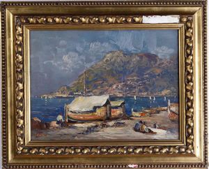 ,Ermanno Clara - Marina ligure con barche