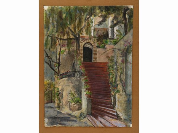 ,Julius Hans Spiegel : Scorcio di casa 1956  - Asta Arte Moderna e Contemporanea - Associazione Nazionale - Case d'Asta italiane