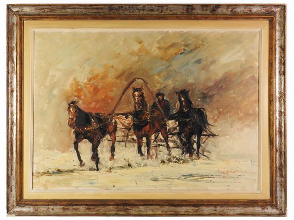 ,Norberto Martini : Figura con cavalli 1972  - Asta Arte Moderna e Contemporanea - Associazione Nazionale - Case d'Asta italiane