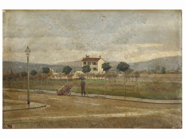 Paesaggio con personaggio  - Asta Arte Moderna e Contemporanea - Associazione Nazionale - Case d'Asta italiane