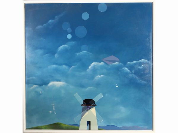 ,Piero Panza : Mulino con bombetta  - Asta Arte Moderna e Contemporanea - Associazione Nazionale - Case d'Asta italiane