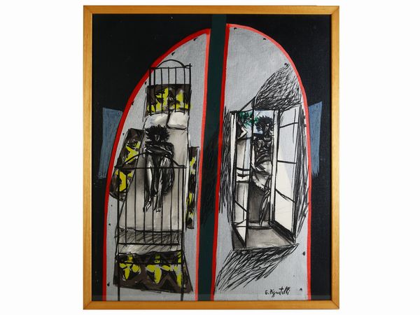 ,Ercole Pignatelli : Composizione con figure 1959  - Asta Arte Moderna e Contemporanea - Associazione Nazionale - Case d'Asta italiane