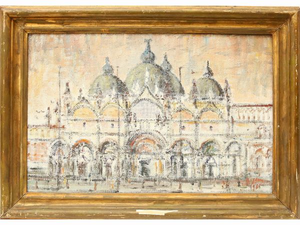 ,Renzo Nissim : Veduta della Basilica di San Marco a Venezia, 1968  - Asta Arte Moderna e Contemporanea - Associazione Nazionale - Case d'Asta italiane