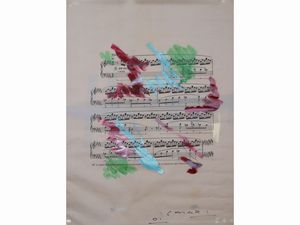 ,GIUSEPPE CHIARI : Composizione con spartito musicale 2001  - Asta Arte Moderna e Contemporanea - Associazione Nazionale - Case d'Asta italiane