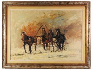 ,Norberto Martini - Figura con cavalli 1972