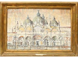 ,Renzo Nissim - Veduta della Basilica di San Marco a Venezia, 1968