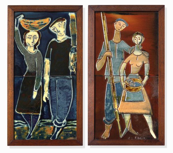 Due quadri in terracotta smaltata policroma  - Asta Design - Associazione Nazionale - Case d'Asta italiane