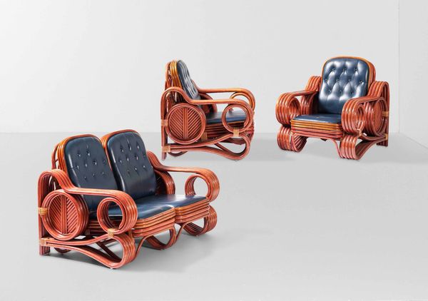 Salotto composto da divano e due poltrone.  - Asta Design - Associazione Nazionale - Case d'Asta italiane