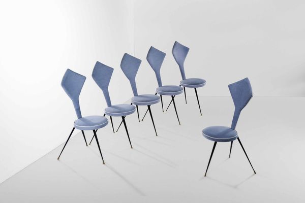 Sei sedie con sostegni in metallo  - Asta Design - Associazione Nazionale - Case d'Asta italiane