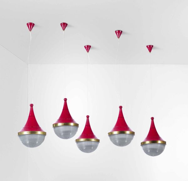 Set di cinque lampade a sospensione  - Asta Design - Associazione Nazionale - Case d'Asta italiane