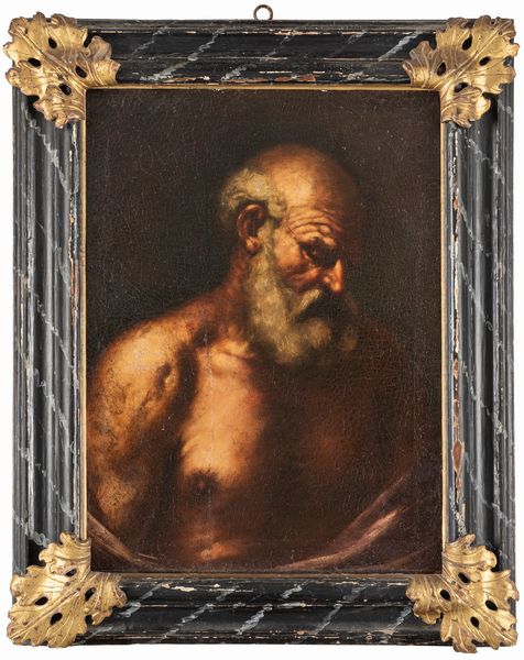 ,Scuola emiliana, secolo XVII : Santo penitente (San Girolamo?), a mezzo busto  - Asta Dipinti e Disegni Antichi - Associazione Nazionale - Case d'Asta italiane